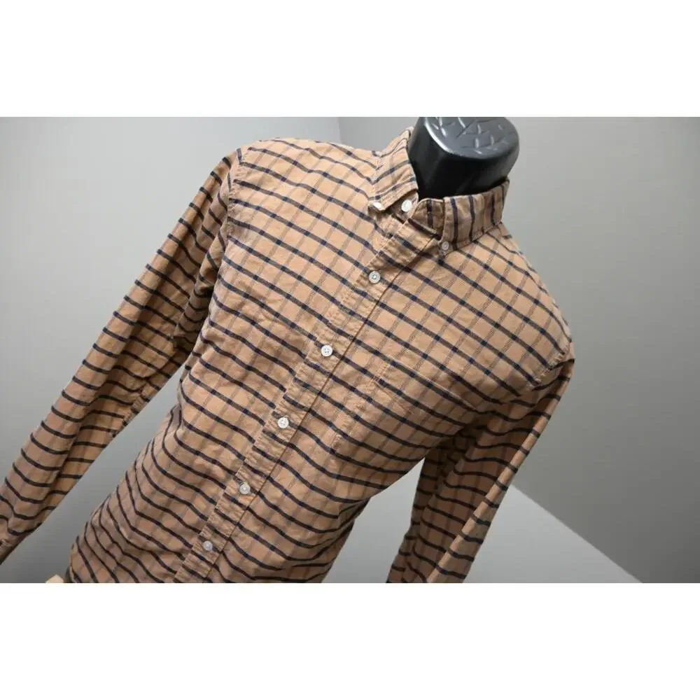 J Crew Flex Oxford Slim Fit‎ Dress Shirt Plaid Button Up Long Sleeve Mens Medium